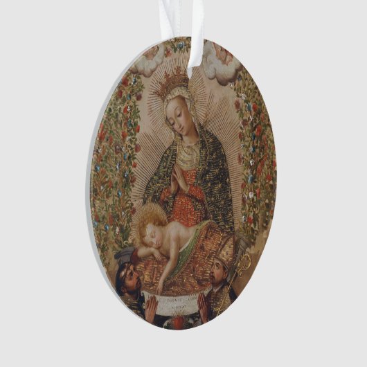 De Maagd aanbidt het Christuskind Kerstmis Ornament (voorkant)