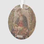 De Maagd aanbidt het Christuskind Kerstmis Ornament (voorkant)