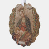 De Maagd aanbidt het Christuskind Kerstmis Ornament Kaart (Links)