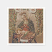 De Maagd aanbidt het Christuskind Kerstmis Servet (Voorkant)