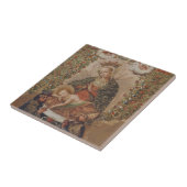 De Maagd aanbidt het Christuskind Kerstmis Tegeltje (Zijkant)