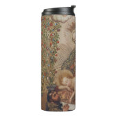 De Maagd aanbidt het Christuskind Kerstmis Thermosbeker (Gedraaid links)