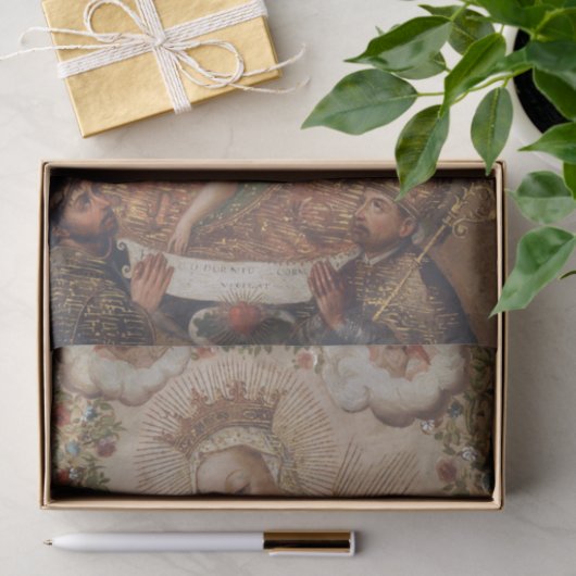 De Maagd aanbidt het Christuskind Kerstmis Tissuepapier (Geschenk)