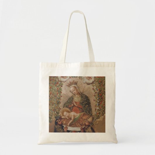 De Maagd aanbidt het Christuskind Kerstmis Tote Bag (Voorkant)