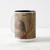 De Maagd aanbidt het Christuskind Kerstmis Tweekleurige Koffiemok (Voorkant links)