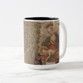 De Maagd aanbidt het Christuskind Kerstmis Tweekleurige Koffiemok (Voorkant rechts)