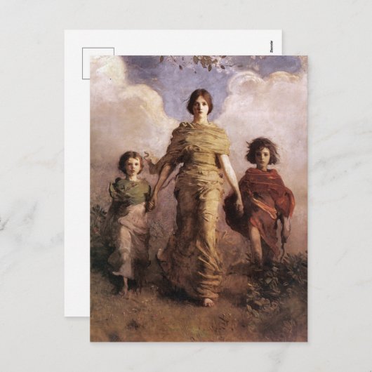 De maagd Abbott Handerson Thayer uit 1893 Feestdagenkaart (Voorkant / Achterkant)