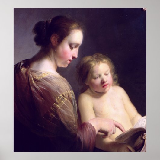 De maagd die de Baby Christus leert lezen Poster (Voorkant)