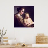 De maagd die de Baby Christus leert lezen Poster (Keuken)