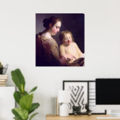 De maagd die de Baby Christus leert lezen Poster (Thuiskantoor)
