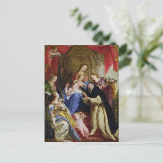 De maagd die de Rosary aanbiedt Briefkaart (Staand voorkant)