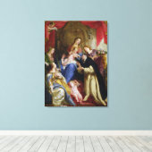 De maagd die de Rosary aanbiedt Canvas Afdruk (Insitu (Houten vloer))