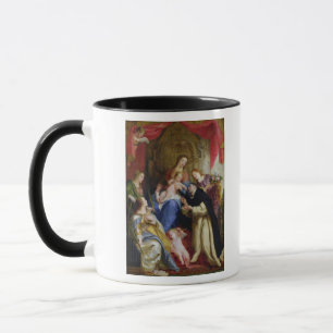 De maagd die de Rosary aanbiedt Mok