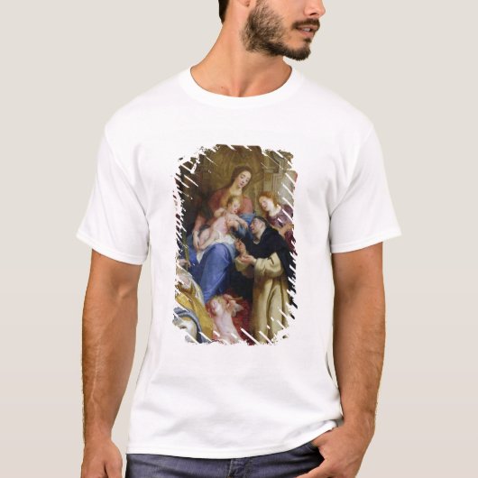 De maagd die de Rosary aanbiedt T-shirt (Voorkant)