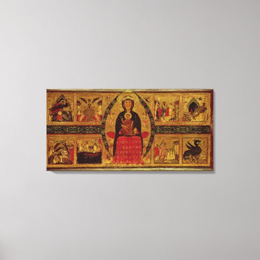 De Maagd en het Kind Enthroned Canvas Afdruk (Voorkant)