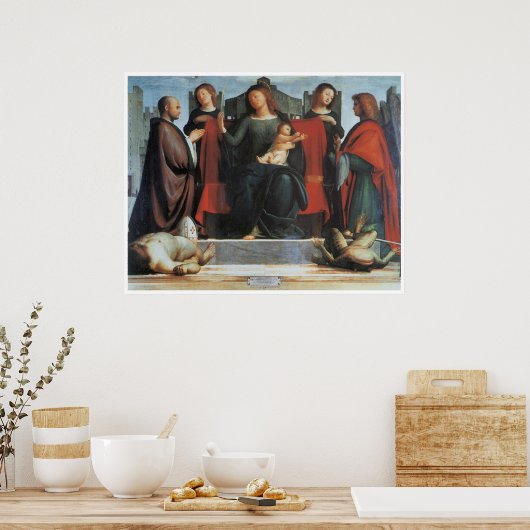 De Maagd en het Kind Enthroned... Poster (Keuken)