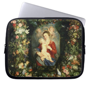 De maagd en het kind in een tuin van fruit en grie laptop sleeve