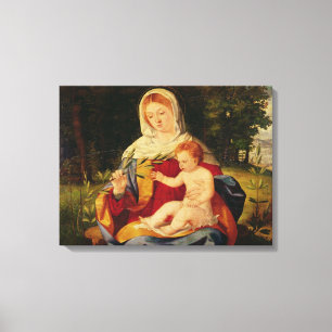 De Maagd en het Kind met een scheut van Olijf Canvas Afdruk