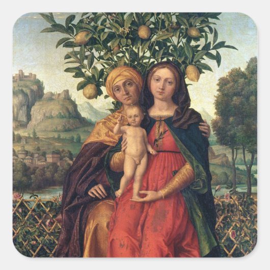 De Maagd en het Kind met St Anne, 1510-18 Vierkante Sticker (Voorkant)