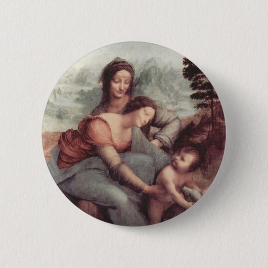 De Maagd en het Kind met St Anne Ronde Button 5,7 Cm (Voorkant)