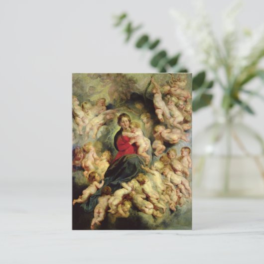 De maagd en het kind omringd briefkaart (Staand voorkant)