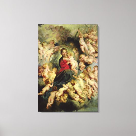 De maagd en het kind omringd canvas afdruk (Voorkant)