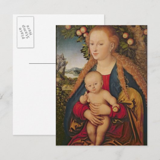 De maagd en het kind onder een Apple Tree Briefkaart (Voorkant / Achterkant)