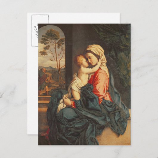 De Maagd en Kind Embracing Briefkaart (Voorkant / Achterkant)