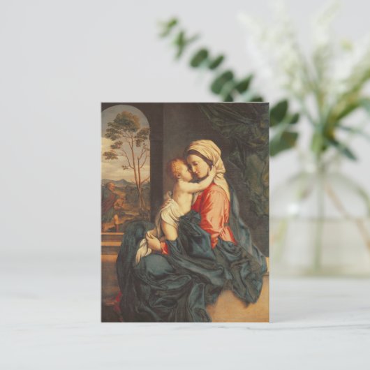 De Maagd en Kind Embracing Briefkaart (Staand voorkant)