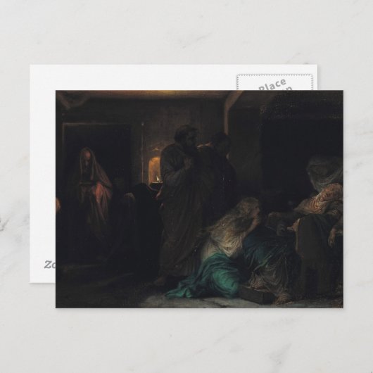 De Maagd Fainting, 1856 Briefkaart (Voorkant / Achterkant)