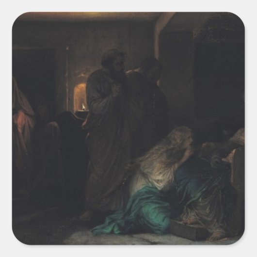 De Maagd Fainting, 1856 Vierkante Sticker (Voorkant)
