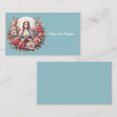 De Maagd Maria Bidden met Rozen (Blauw) Visitekaartje (Voorkant / Achterkant)