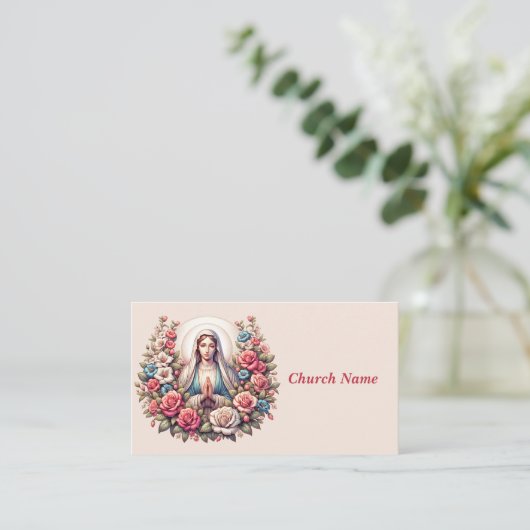 De Maagd Maria Bidden met Rozen Visitekaartje (Staand voorkant)