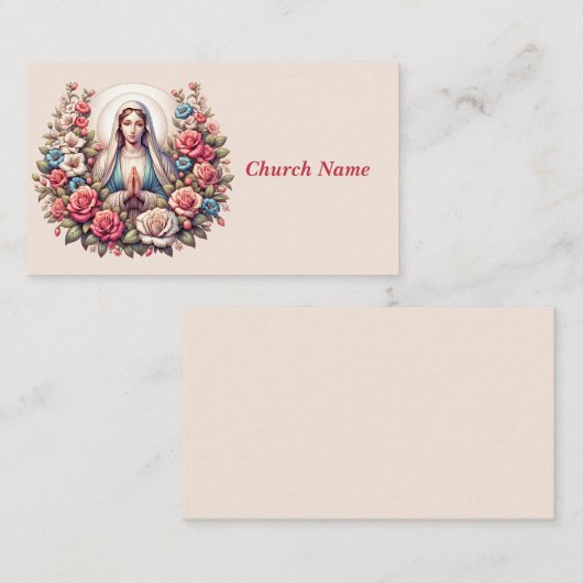 De Maagd Maria Bidden met Rozen Visitekaartje (Voorkant / Achterkant)