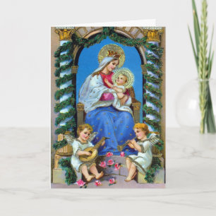 De Maagd Maria, de Engelen en Baby Jezus Kaart