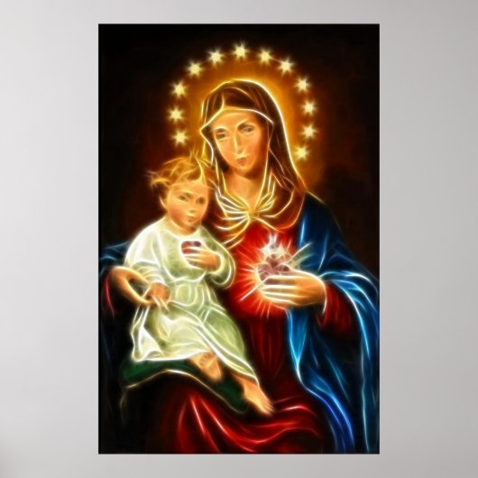 De maagd Maria en de Baby Jezus heilig hart Poster (Voorkant)