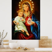 De maagd Maria en de Baby Jezus heilig hart Poster (Keuken)