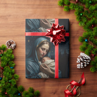 De Maagd Maria en de kerstkerststal Cadeaupapier