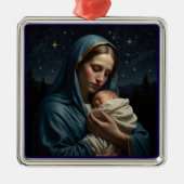 De Maagd Maria en de kerstkerststal Metalen Ornament (Voorkant)