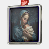 De Maagd Maria en de kerstkerststal Metalen Ornament (Links)