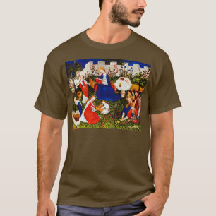 De maagd Maria en Jezus met heiligen in een tuin T-shirt