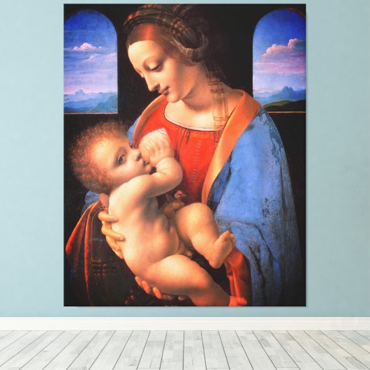 De Maagd Maria geeft borstvoeding aan het Christus Canvas Afdruk (Insitu (Houten vloer))
