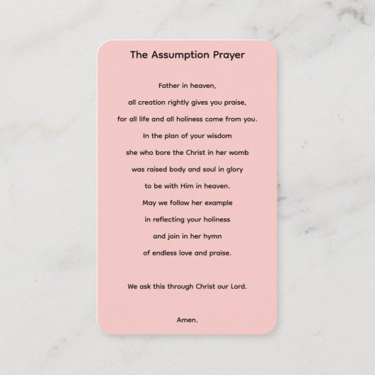 De Maagd Maria Hemelvaart Kaart Visitekaartje (Achterkant)