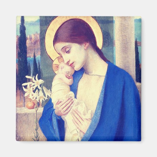 De Maagd Maria & het kindje Jezus Renaissance Gena Magneet (Voorkant)