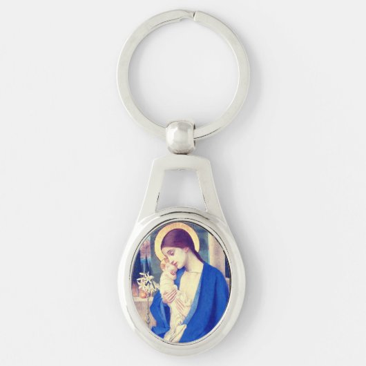 De Maagd Maria & het kindje Jezus Renaissance Gena Sleutelhanger (Voorkant)