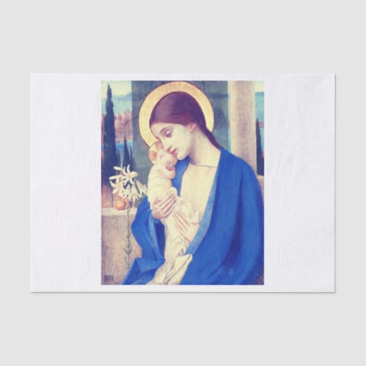 De Maagd Maria & het kindje Jezus Renaissance Gena Tissuepapier (Voorkant)