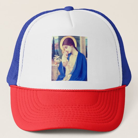 De Maagd Maria & het kindje Jezus Renaissance Gena Trucker Pet (Voorkant)