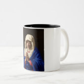 De Maagd Maria in Prayer Tweekleurige Koffiemok (Voorkant rechts)