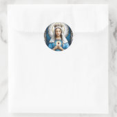 De Maagd Maria met het Heilig Hart Glas in lood Ronde Sticker (Tas)