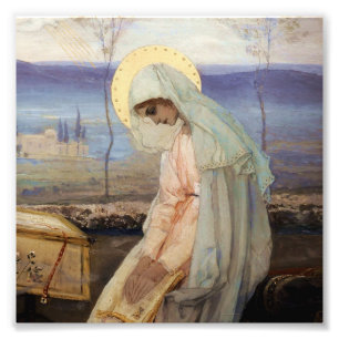 "De Maagd Maria" van Mikhail Nesterov Foto Afdruk